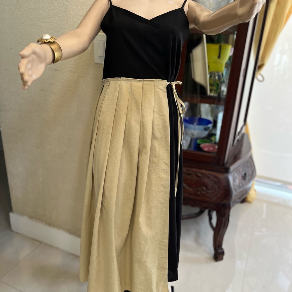 Black and Beige Spaghetti Strap Dress